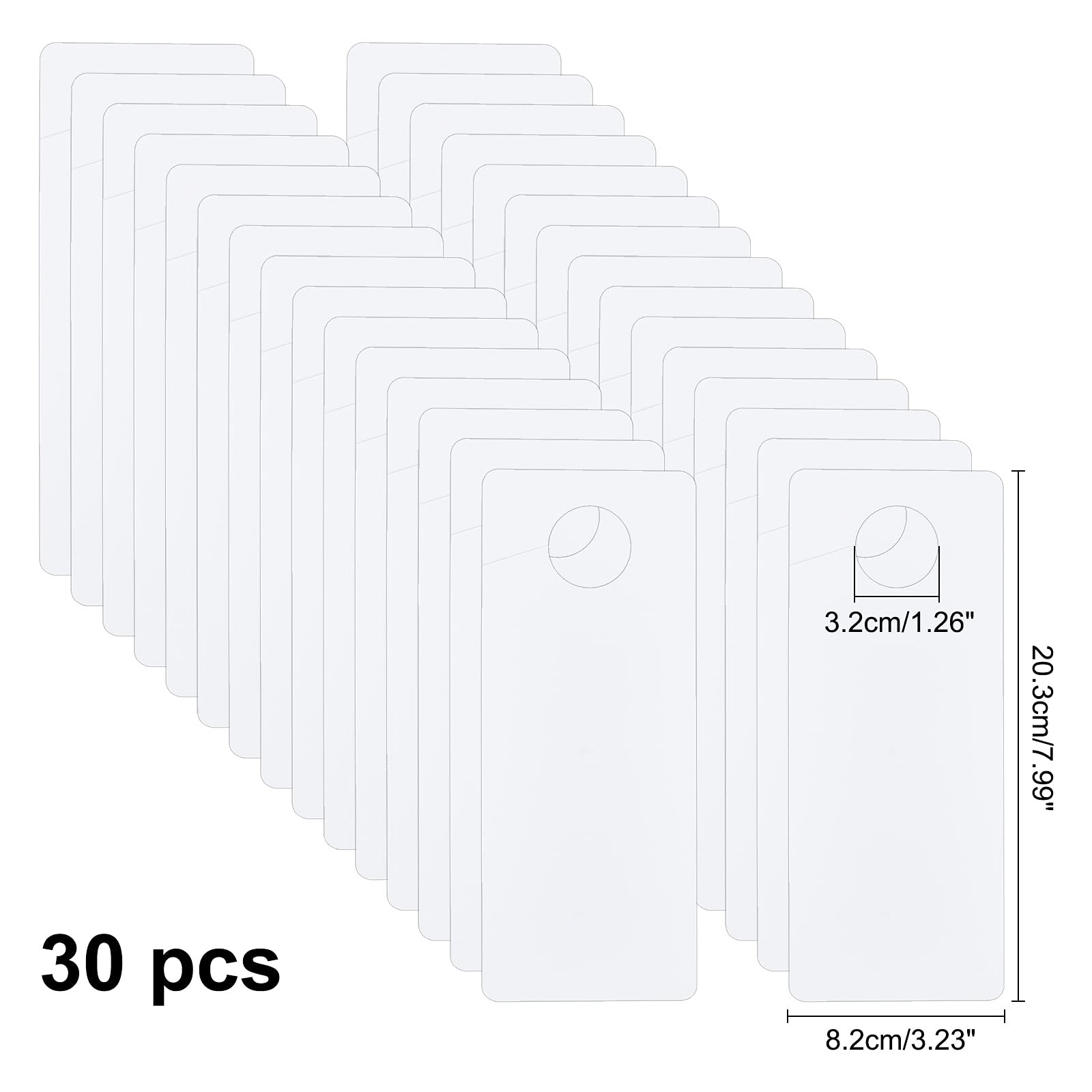 30Pcs 8X3.23Inch PVC Door Knob Hangers Blank Door Signs to Write Your Own Messag