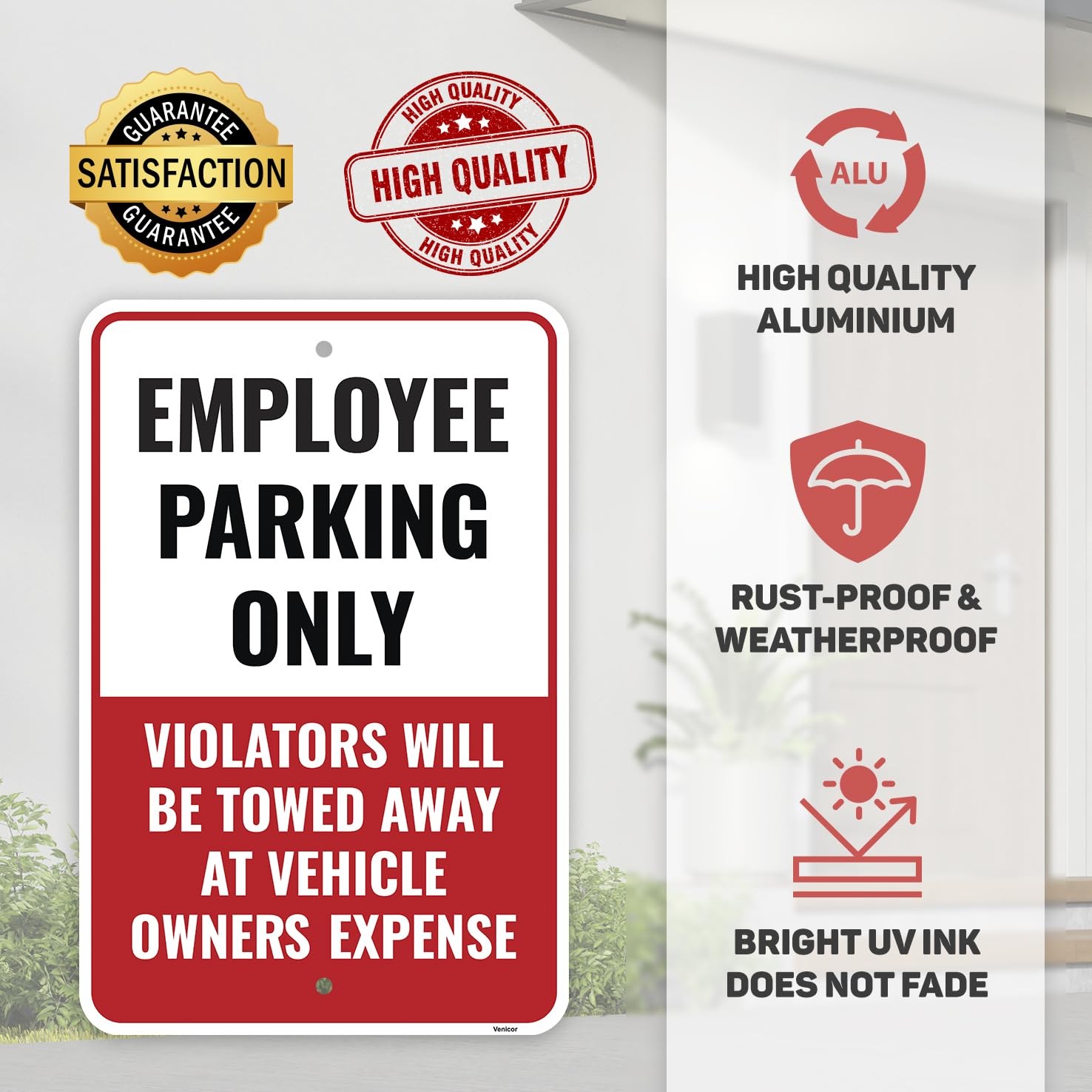 2 PCS 18×12 Inch Employee Staff Parking Only Metal Sign Heavy Aluminum