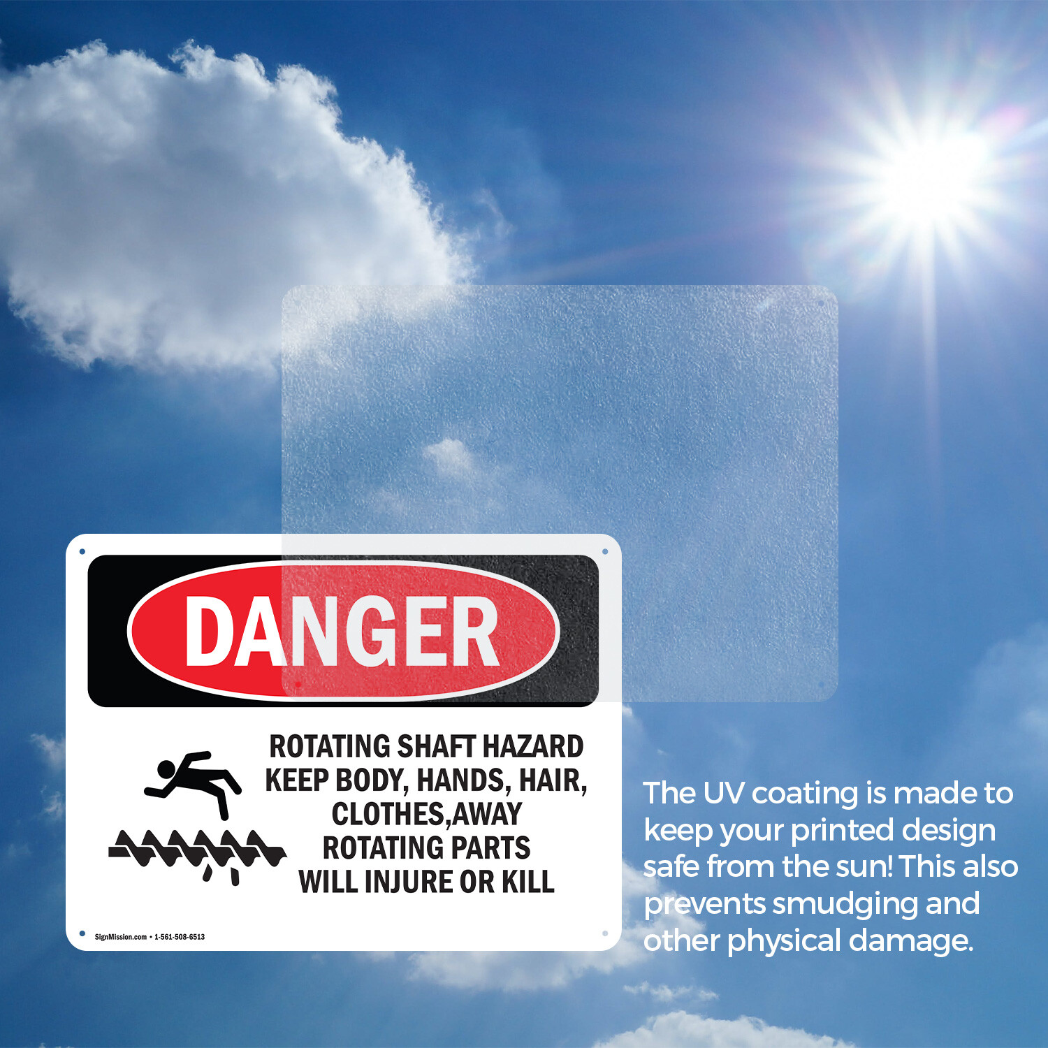 (2 Pack) Rotating Shaft Hazard Keep Body OSHA Danger Sign Decal Metal Plastic
