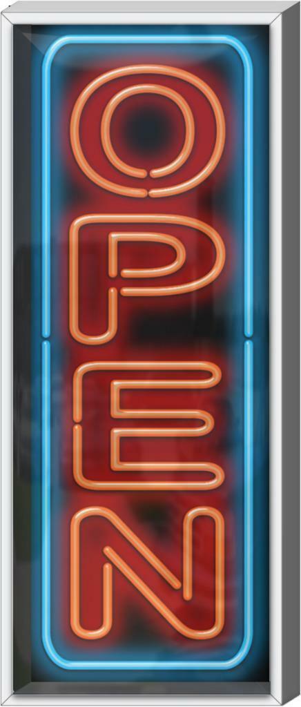 OUTDOOR Vertical Double Stroked Open Neon Sign Jantec 15″ x 37″ Store Shop