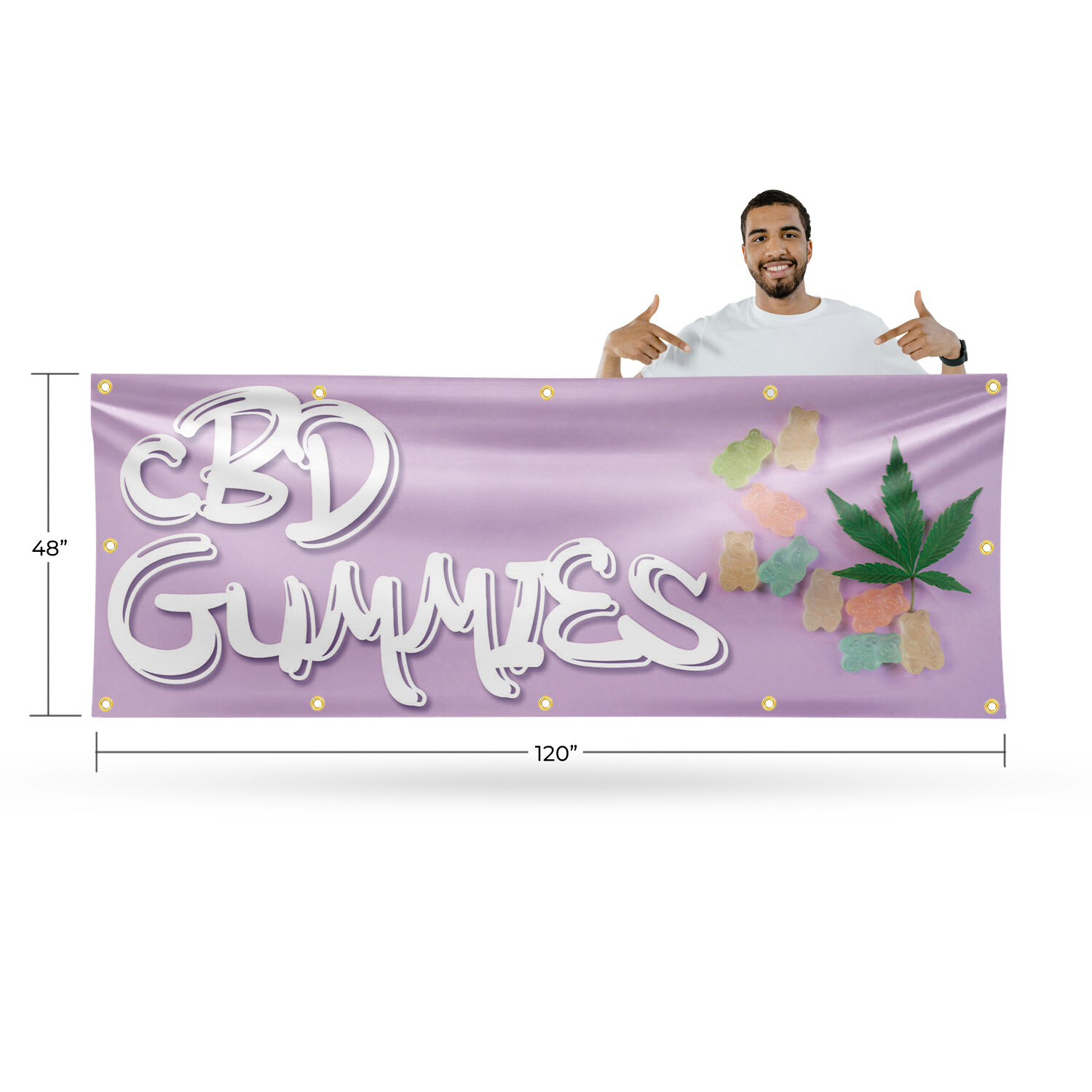 CBD Gummies 13 oz Vinyl Banner Sign with Metal Grommets Heavy-Duty Single-Sided