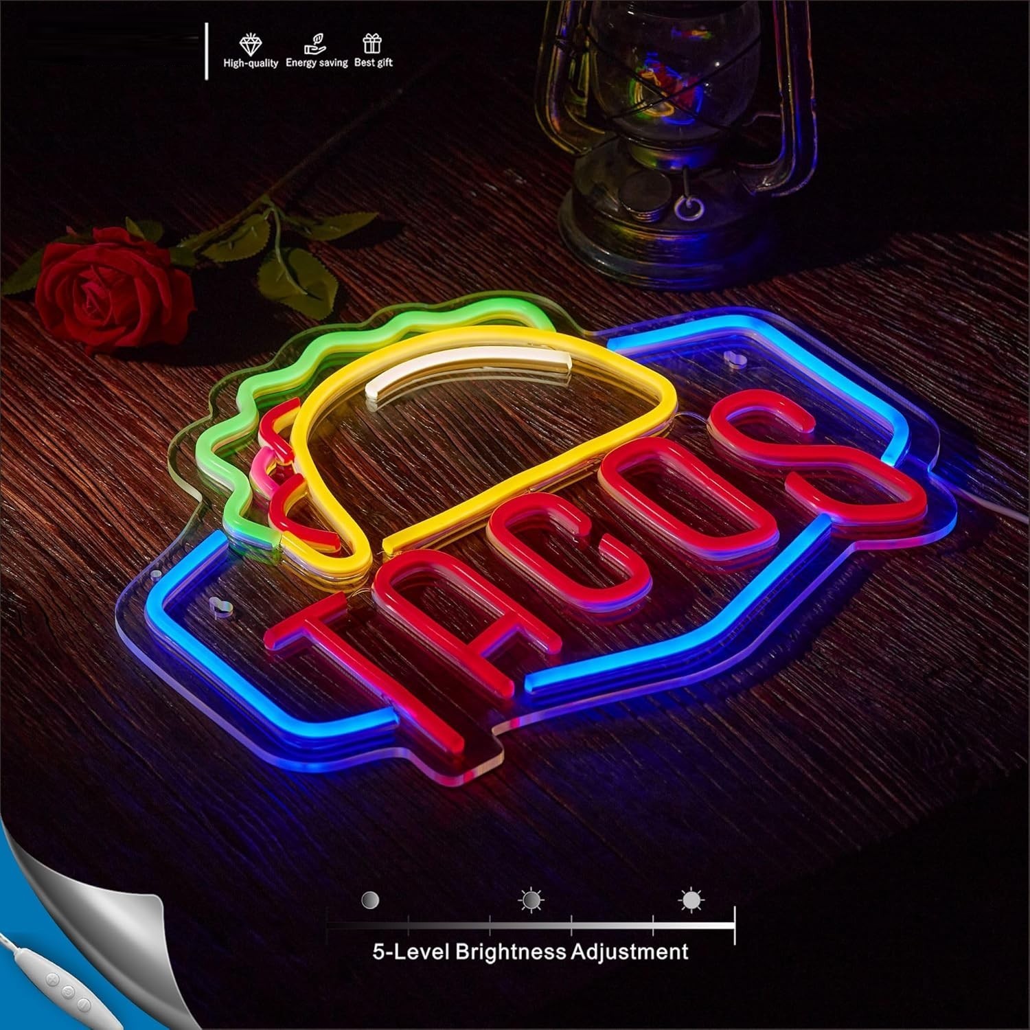 Taco Neon Sign LED Wall Decor for Restaurant Bar Kitchen Party USB Powered Gifts