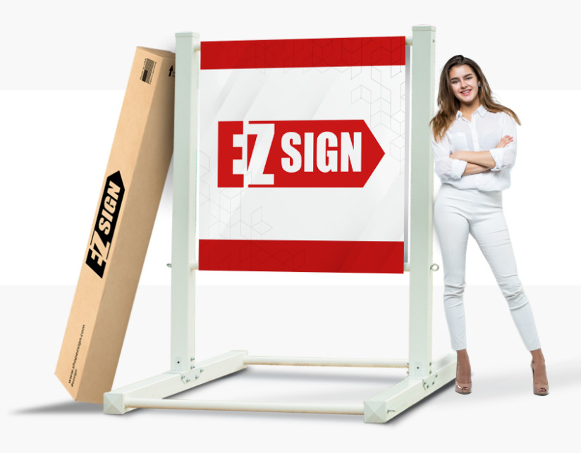 The EZ Sign – Lightweight Portable 4′ Large Sign w/ Custom 4′ Banner Real Estate