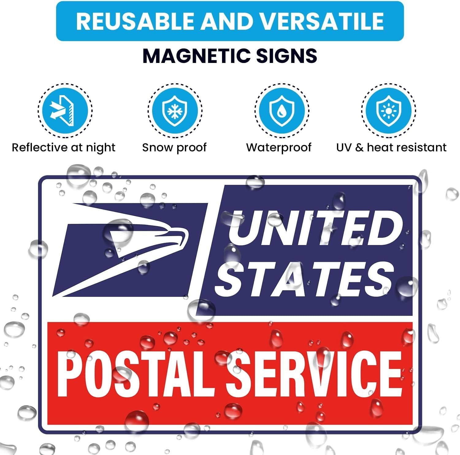 (3 Pack) Reflective U.S. Mail Delivery Magnetic Signs for Rural Carrier – 2