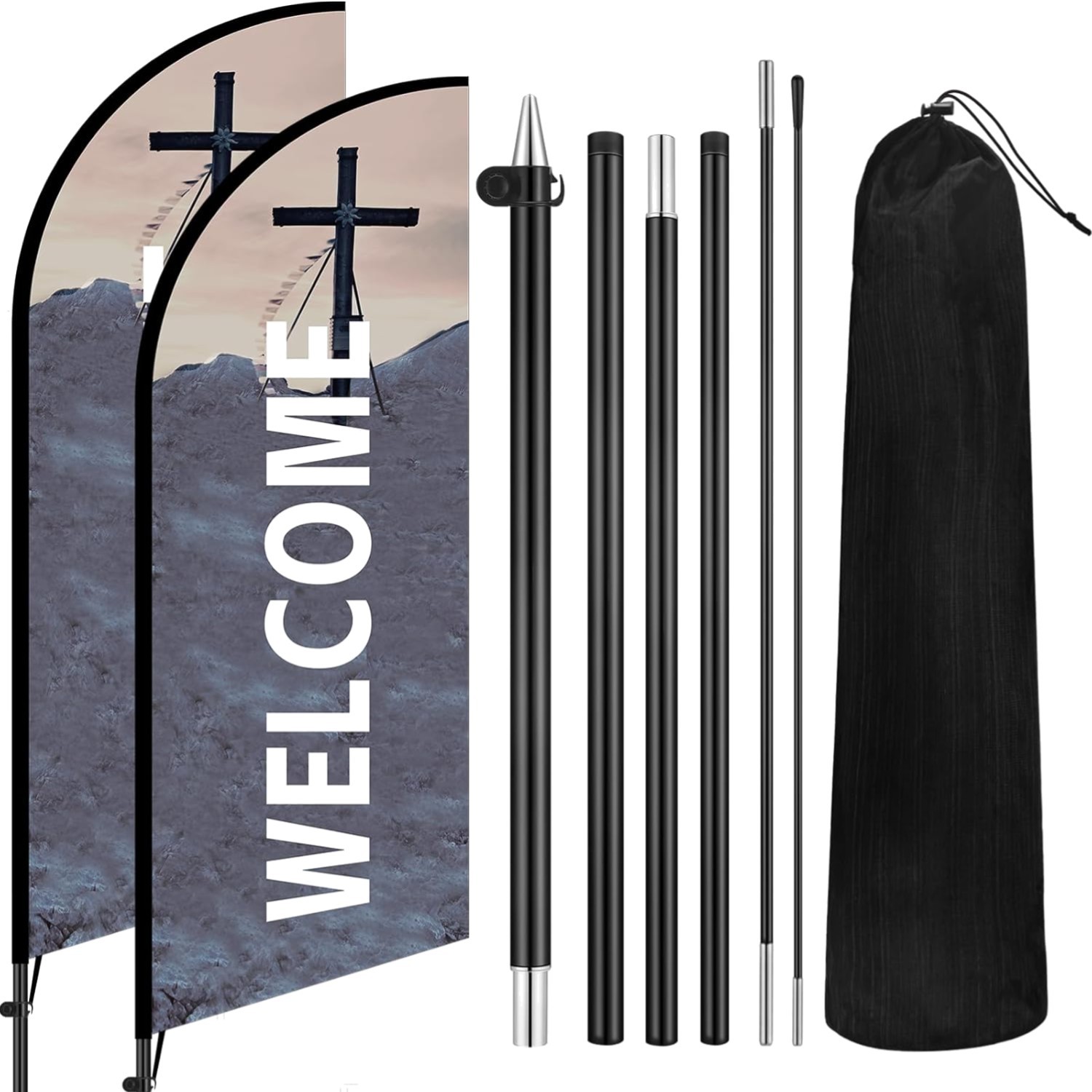 Eye-Catching 10 ft Feather Flags for Church Signage – Easy to Assemble & Carry