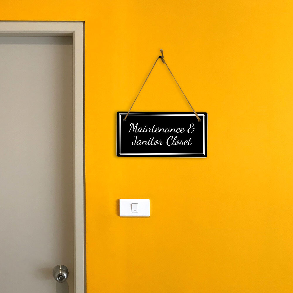 Maintenance & Janitor Closet 5×10 Hanging Plus Wall or Door Sign | Office Decor