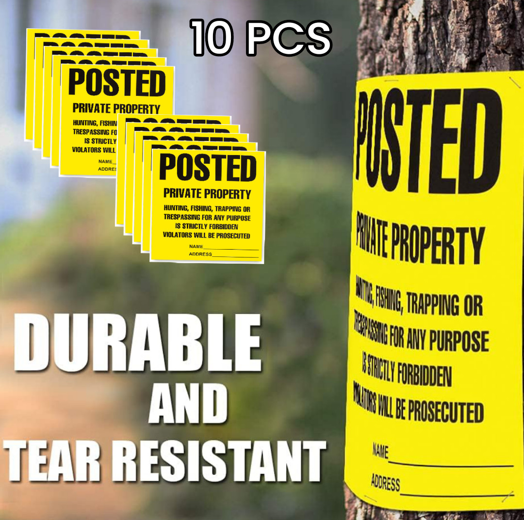 Posted Signs 10-Pack, No Hunting/Trespassing, Heavy Duty, 11″x11″ Yellow
