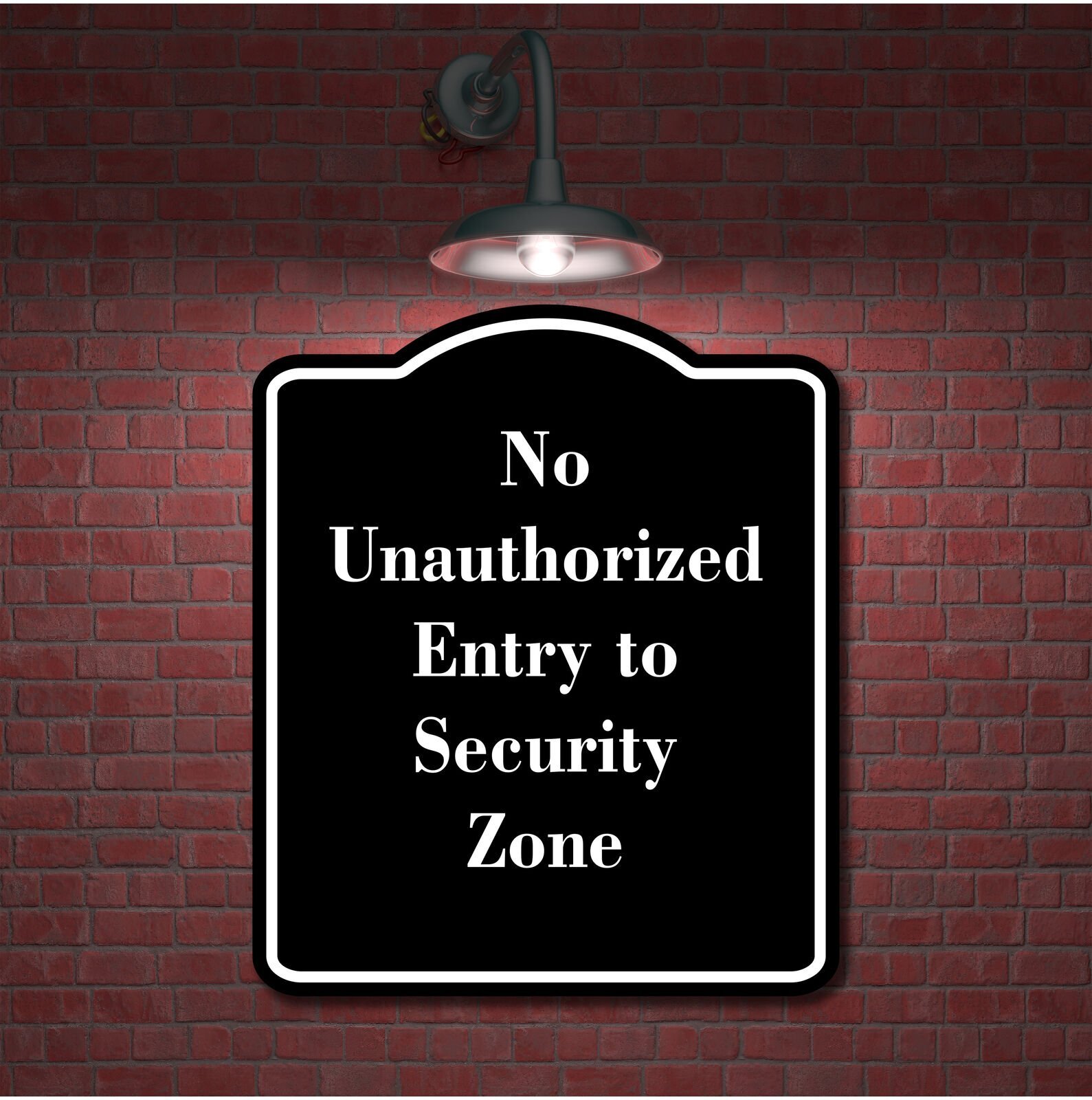 No Unauthorized Entry to Security Zone BLACK Aluminum Composite Sign