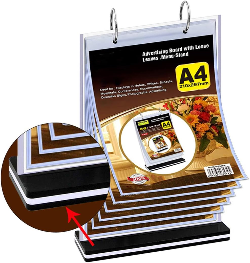 A4 Multi Page Flip Display Card Label Display Stand, T-Shaped | Detachable Label