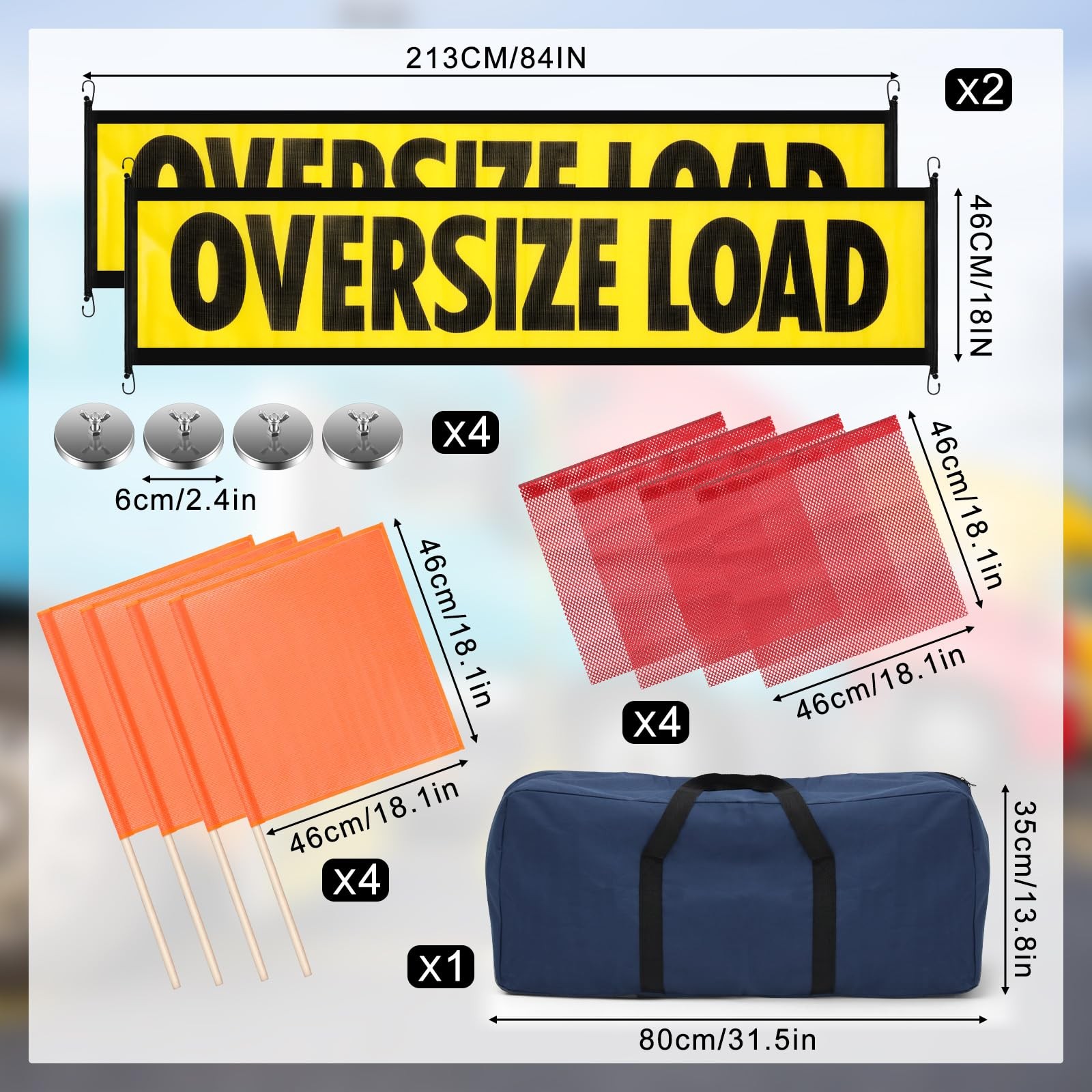 1 Set Safety Flag Kit Includes Oversized Load Banner Oversize Load Sign, Red …