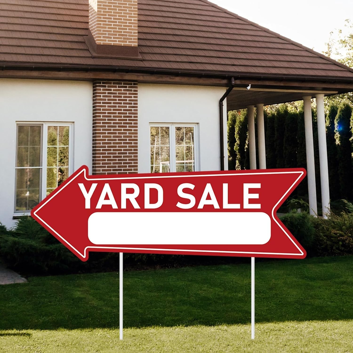 Complete Yard Sale Sign Kit: 6 Red Waterproof Signs + 12 Easy-Install Stakes