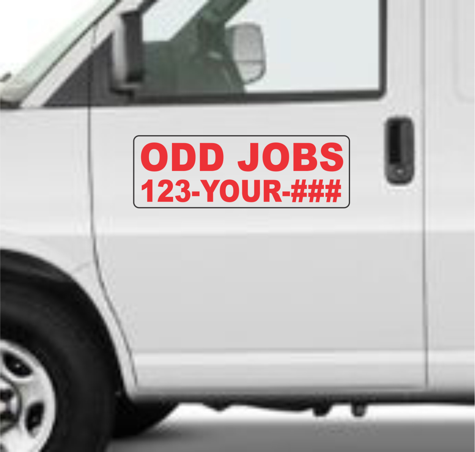 Custom ODD JOBS Magnetic Signs for Car Truck SUV 6″x18″ Phone or Web site
