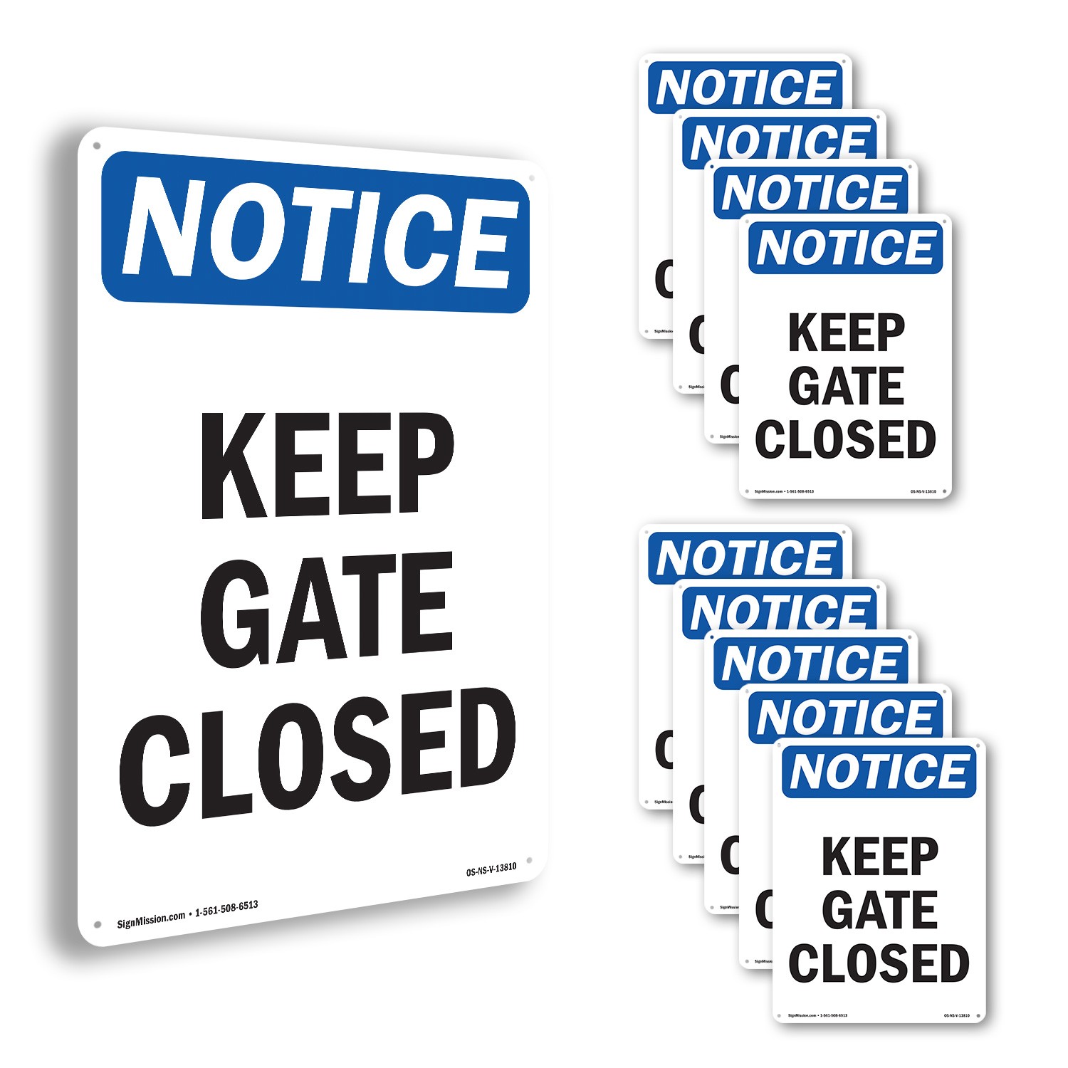 Keep Gate Closed OSHA Notice Sign Metal, Plastic, Or Decal – 5 or 10 Pack