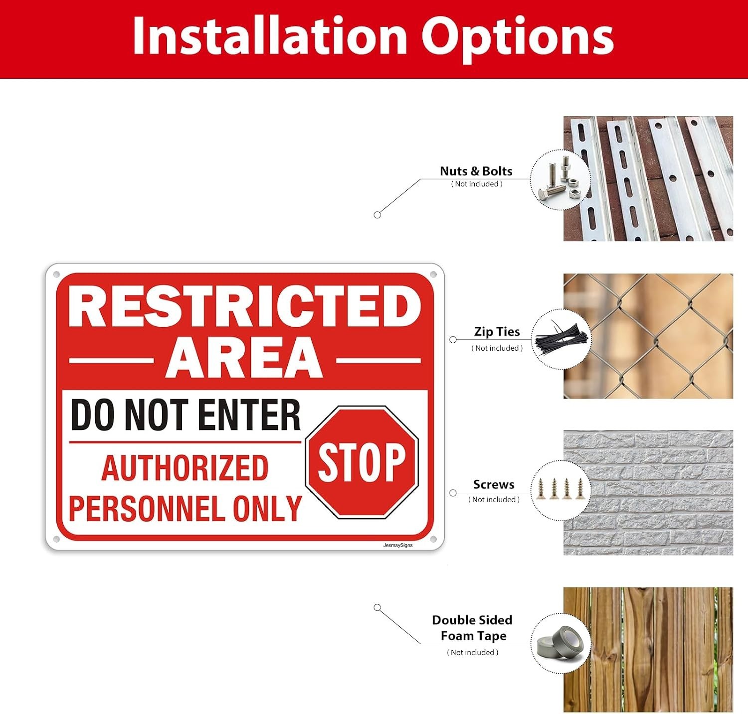 6 Pack Restricted Area Signs, Do Not Enter Sign, 10″x7″ Authorized Personnel …