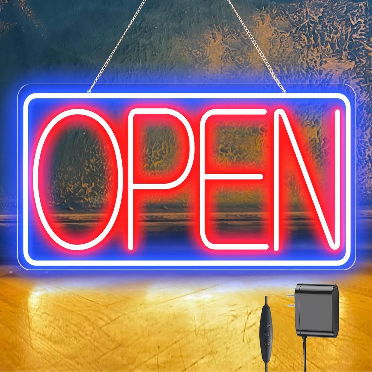 Led Neon Open Signs for Business,16.5″X 9″ Ultra Bright Open Signs, Powered by