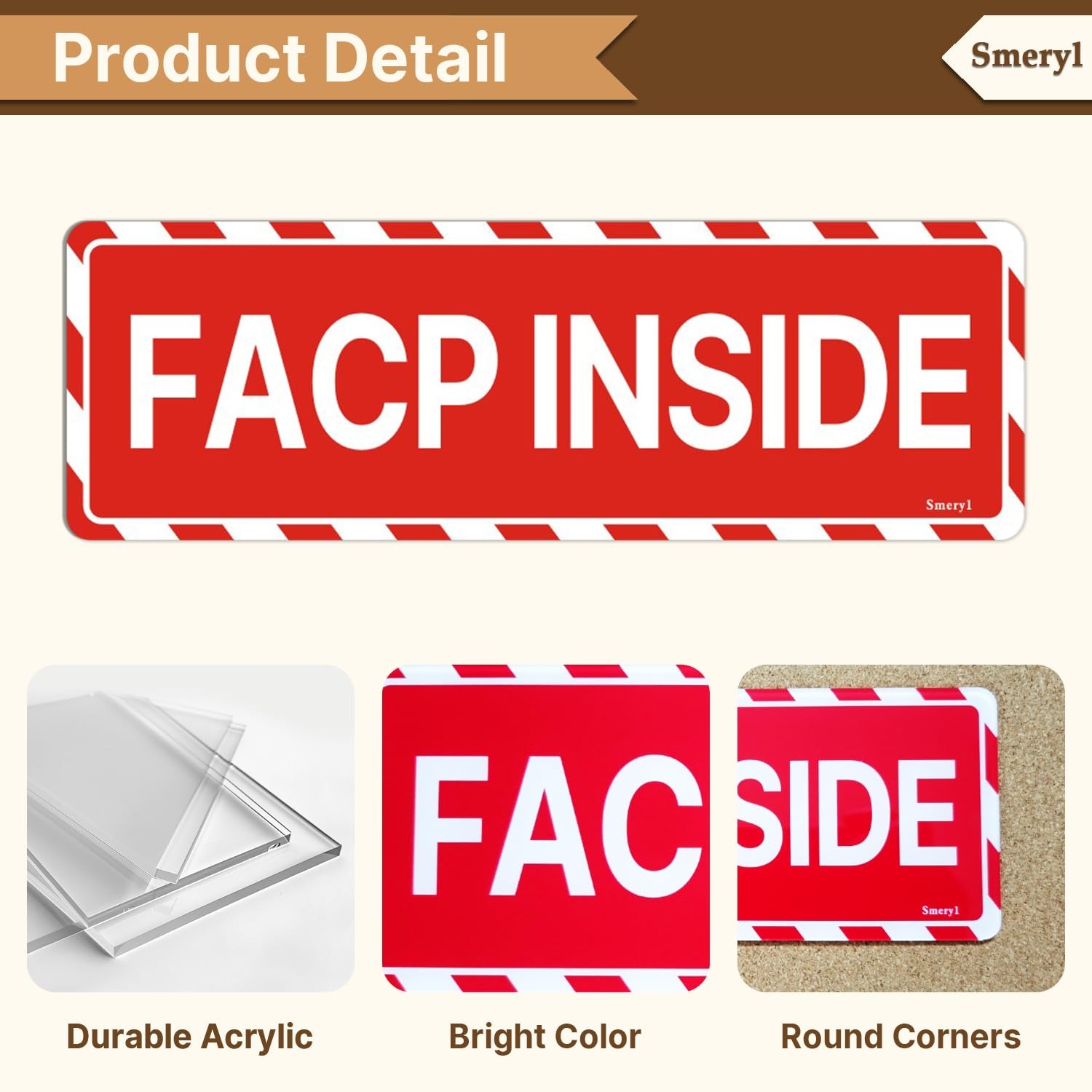 2 PCS FACP Inside Signs 9×3 Inch Fire Alarm Control Panel Acrylic Adhesive