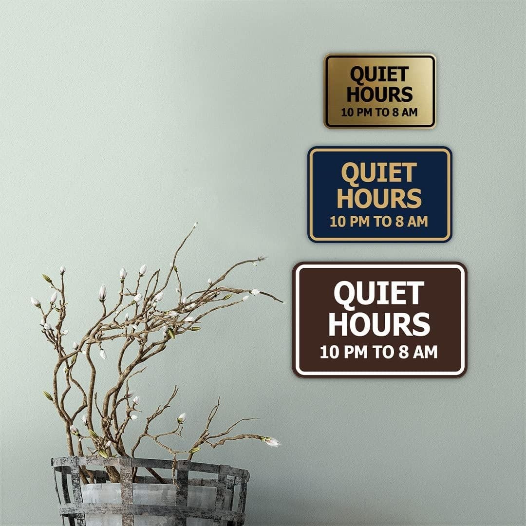 Classic Framed, Quiet Hours 10 pm to 8 am Sign Black – Medium 1 Pack