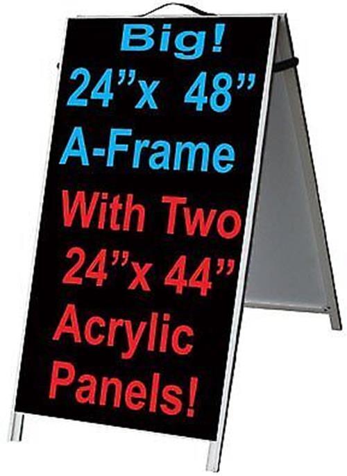 24″ x 48″ PVC Sidewalk Sandwich Board A-frame Sign w/Black Acrylic Insert Panels