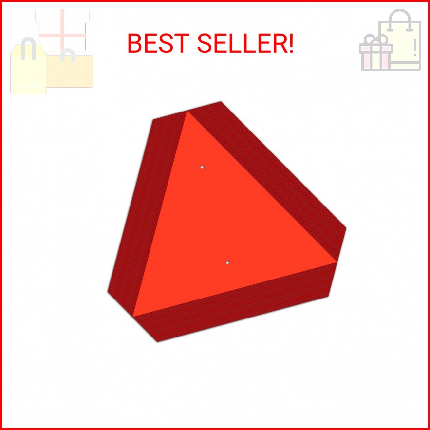 T&R Metal Slow Moving Vehicle Sign, Safety Triangle Sign – 14 x16 Inches – Refle