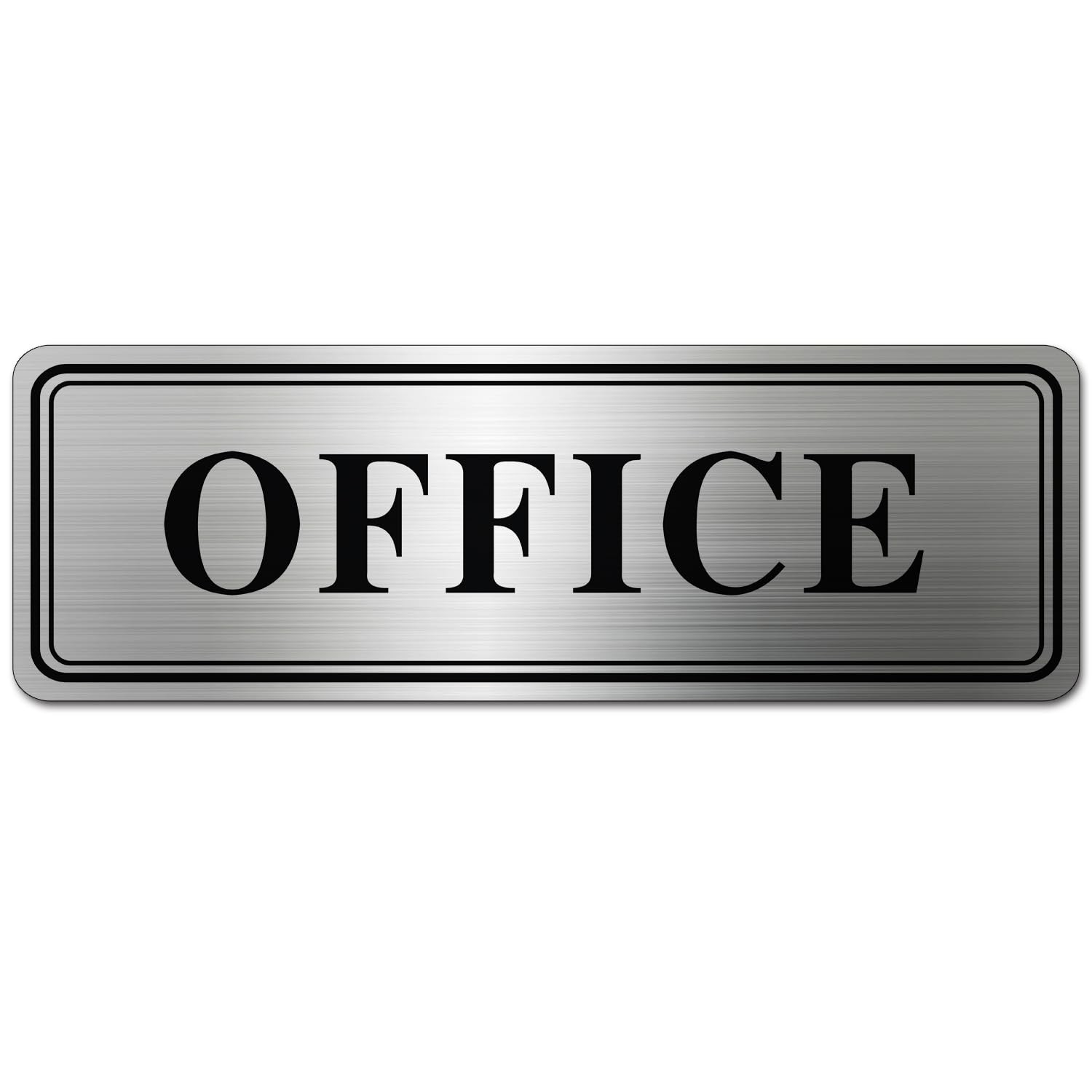 9×3 Inch Metal Stainless Steel Office Sign for Doors with Self-Adhesive Back
