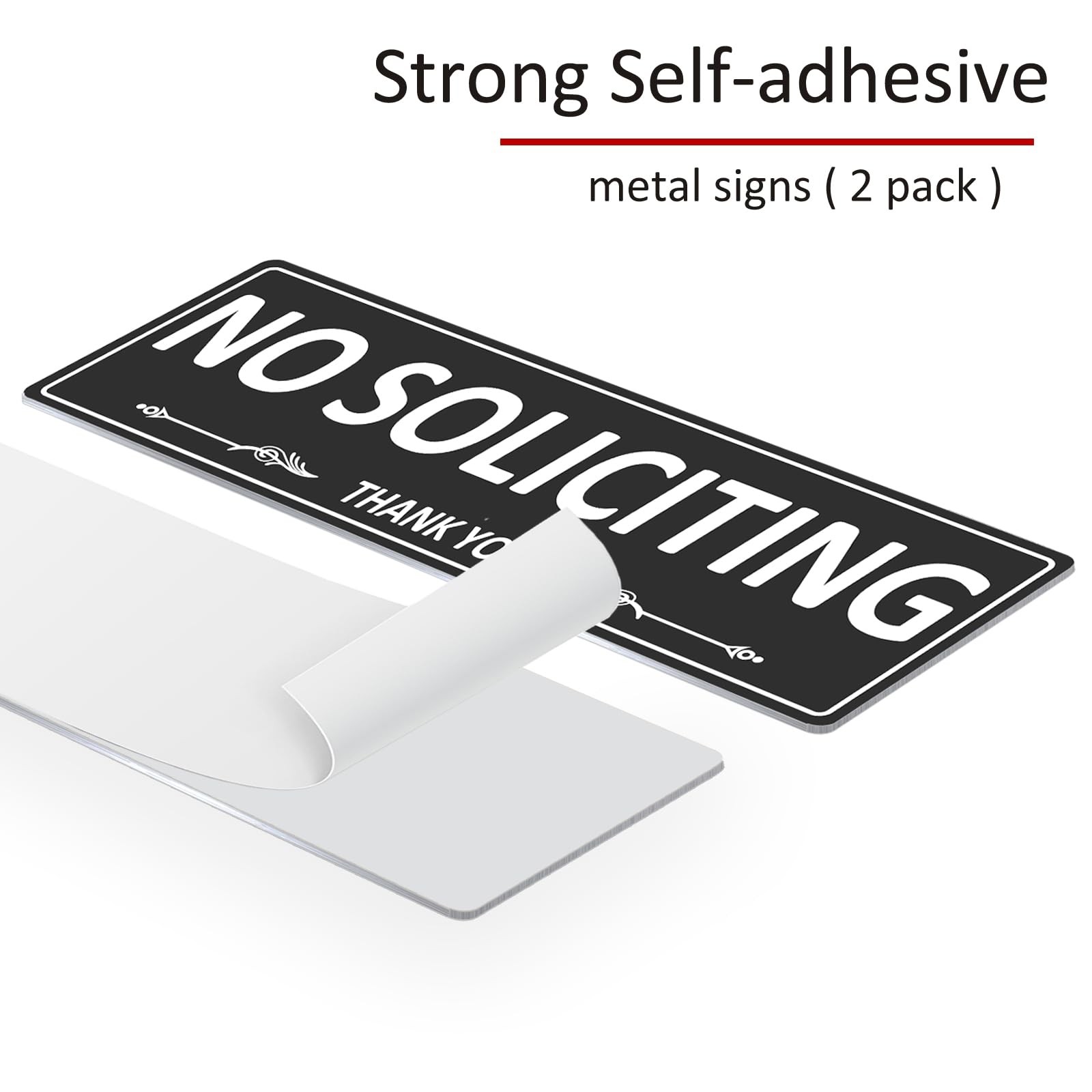 2 Pack Premium Metal SelfAdhesive No Soliciting Sign for Front Door, 7.5 x 2….