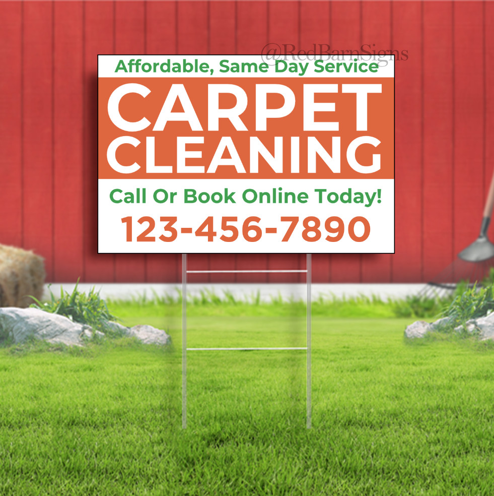 Carpet Cleaning Indoor Outdoor Yard Sign with metal stakes