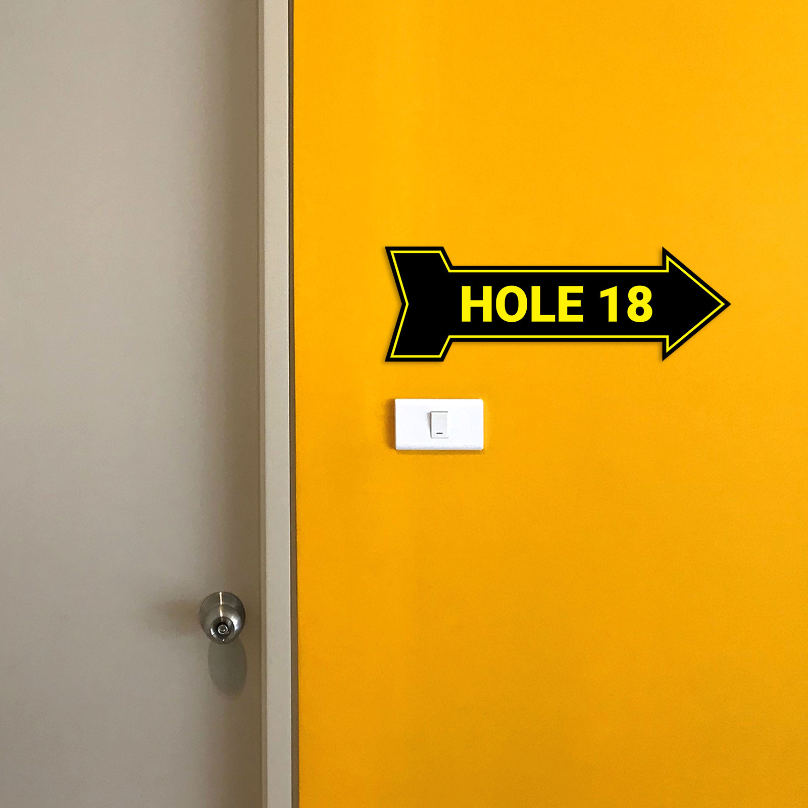 Arrow Shape Hole 18 12×4″ Wall or Door Sign | Golf Signage
