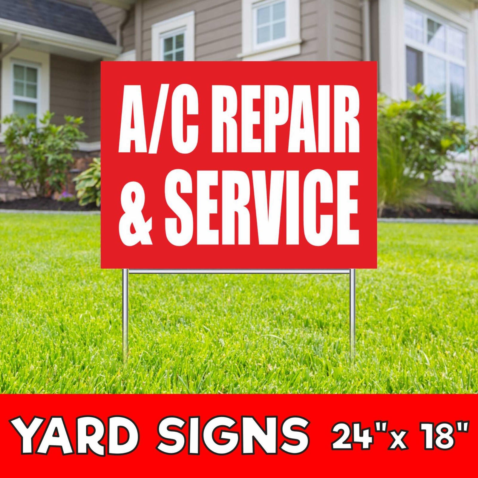 AC REPAIR & SERVICE Yard Sign Corrugate Plastic with H-Stakes Garage Mechanic