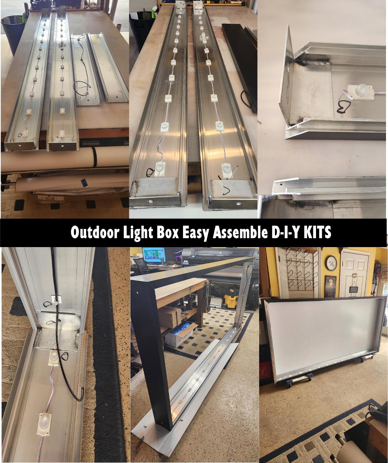 Outdoor Light Box Sign Cabinet DIY 6″ Frame Kit with Led Lighting 3’x6′