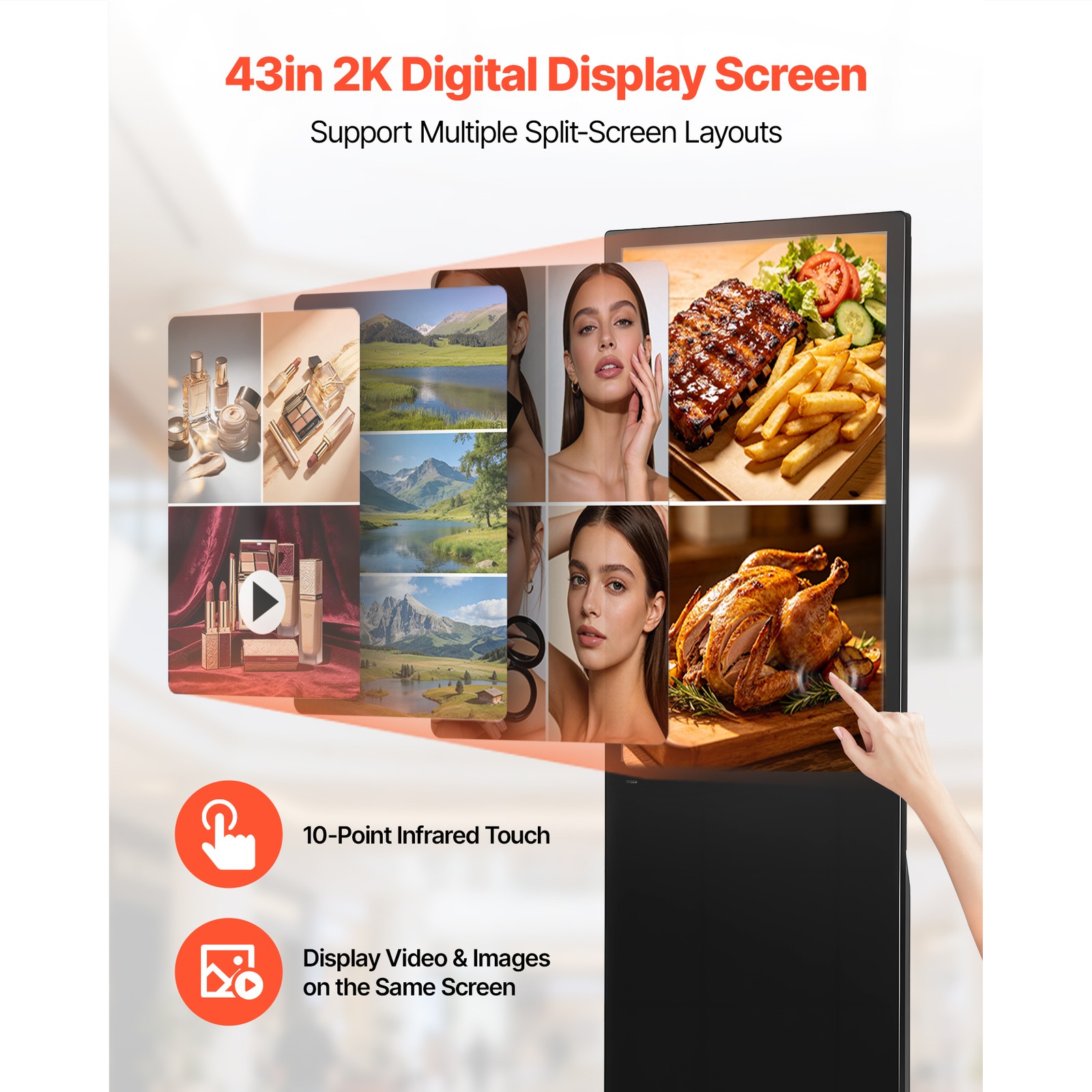 Uimoso 43 in Indoor Digital Signage Floor Standing LCD Advertising Display Kiosk