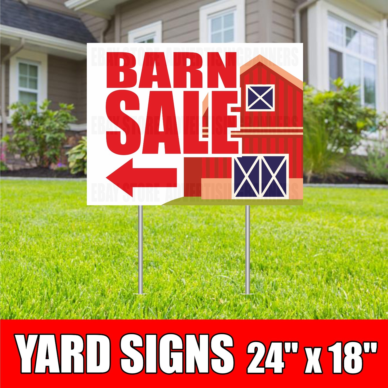 BARN SALE Yard Sign Corrugate Plastic with H-Stakes Lawn Sign Rent Lease Realtor