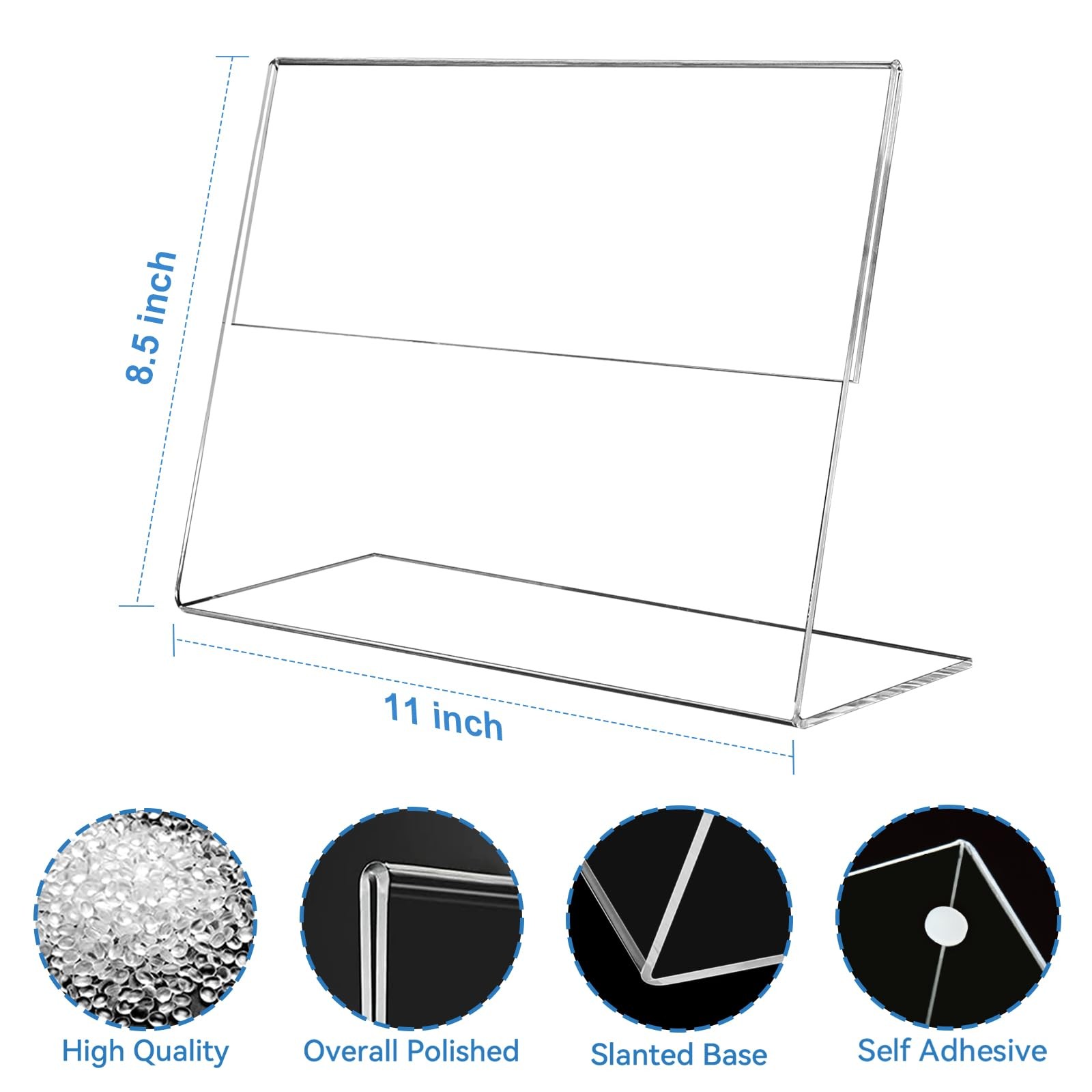 EHWINE 3 Pack 8.5 x 11 Acrylic Sign Holder Horizontal, Clear Plastic clear