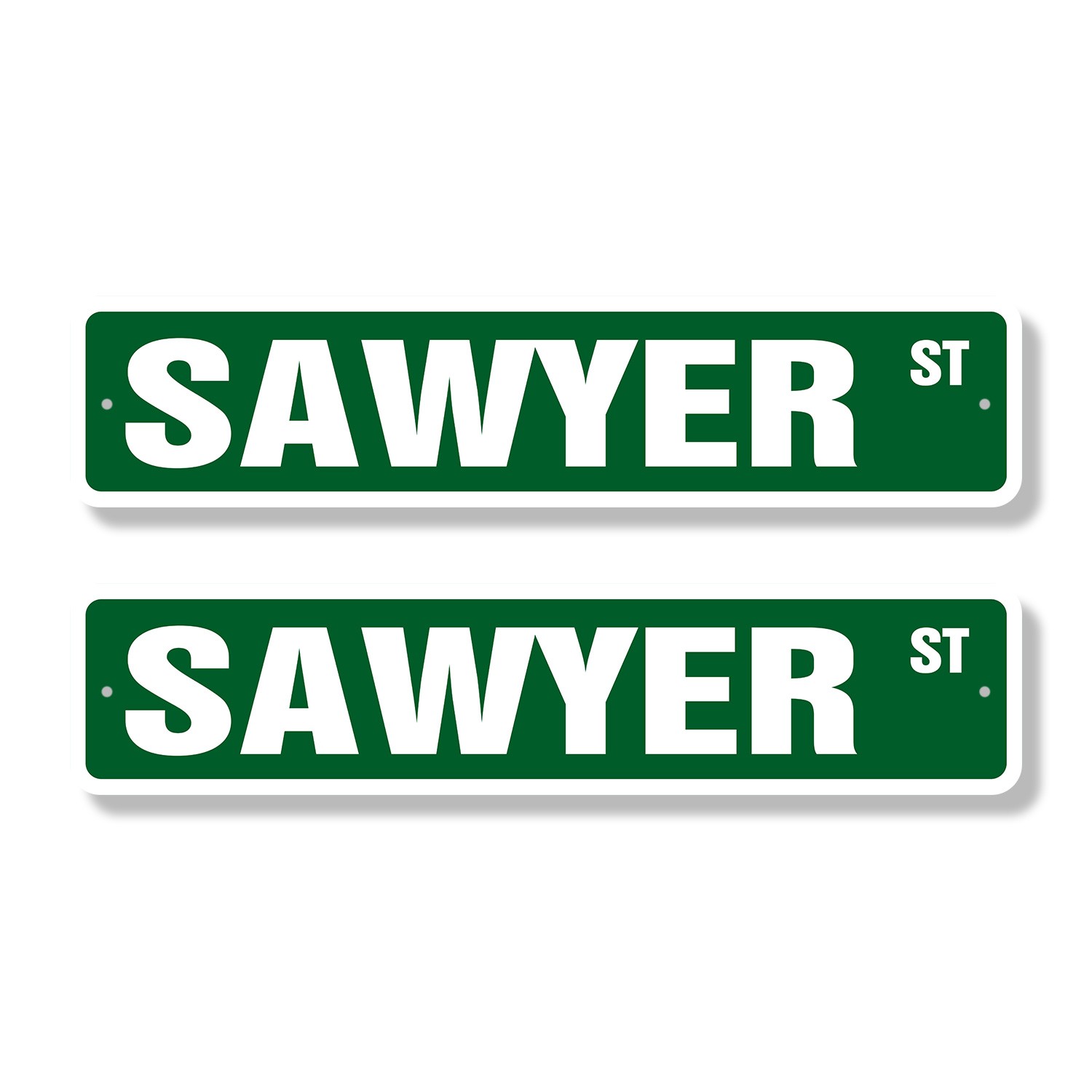 SAWYER Street Sign (2 Pack) Childrens Name Room Metal Road Sign