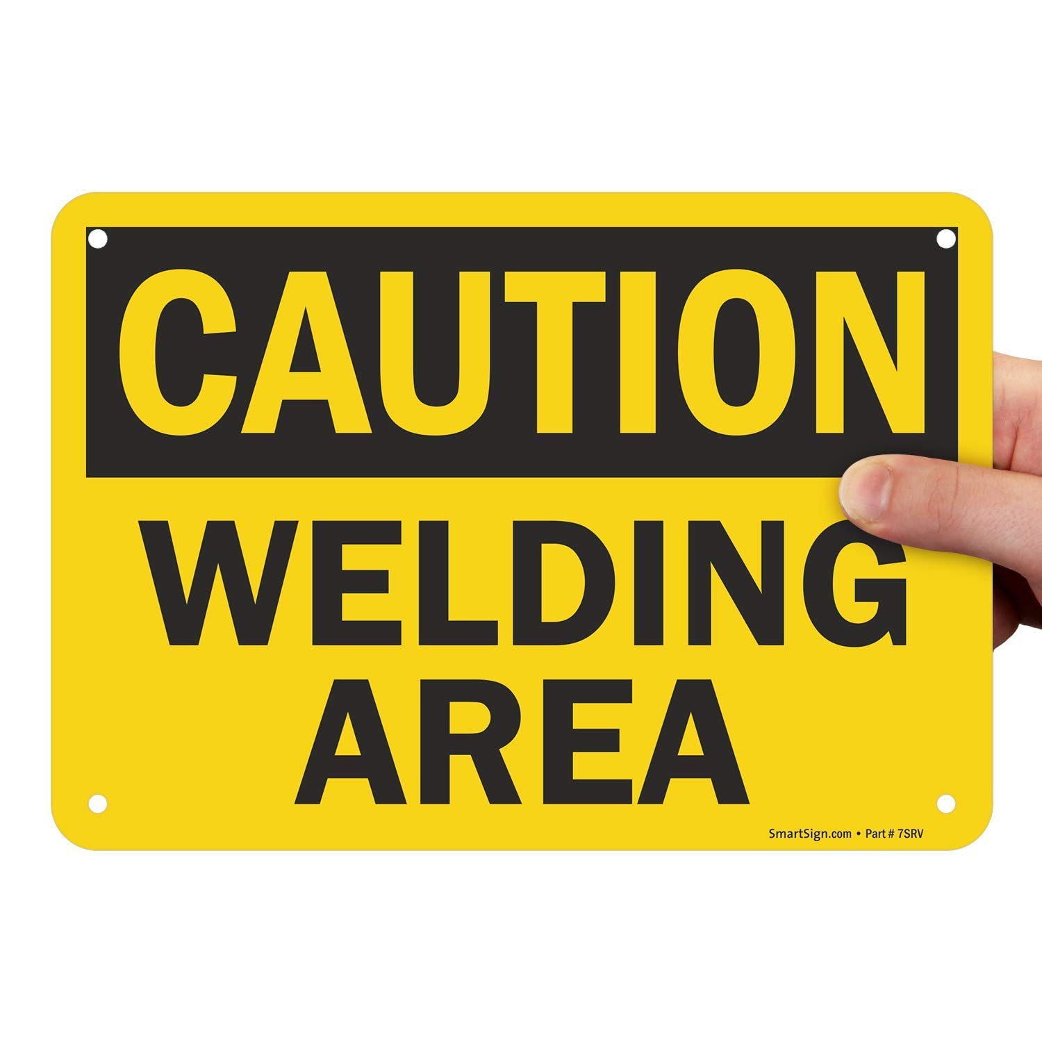 7×10 Caution – Welding Area Sign, Aluminum, Black on Yellow, S-4529-AL-10