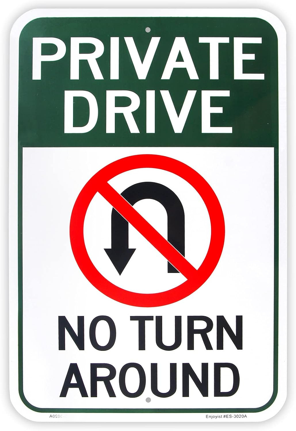 Large Private Drive, No Turn around Sign, 18″X 12″ .04″ Aluminum Reflective Sign