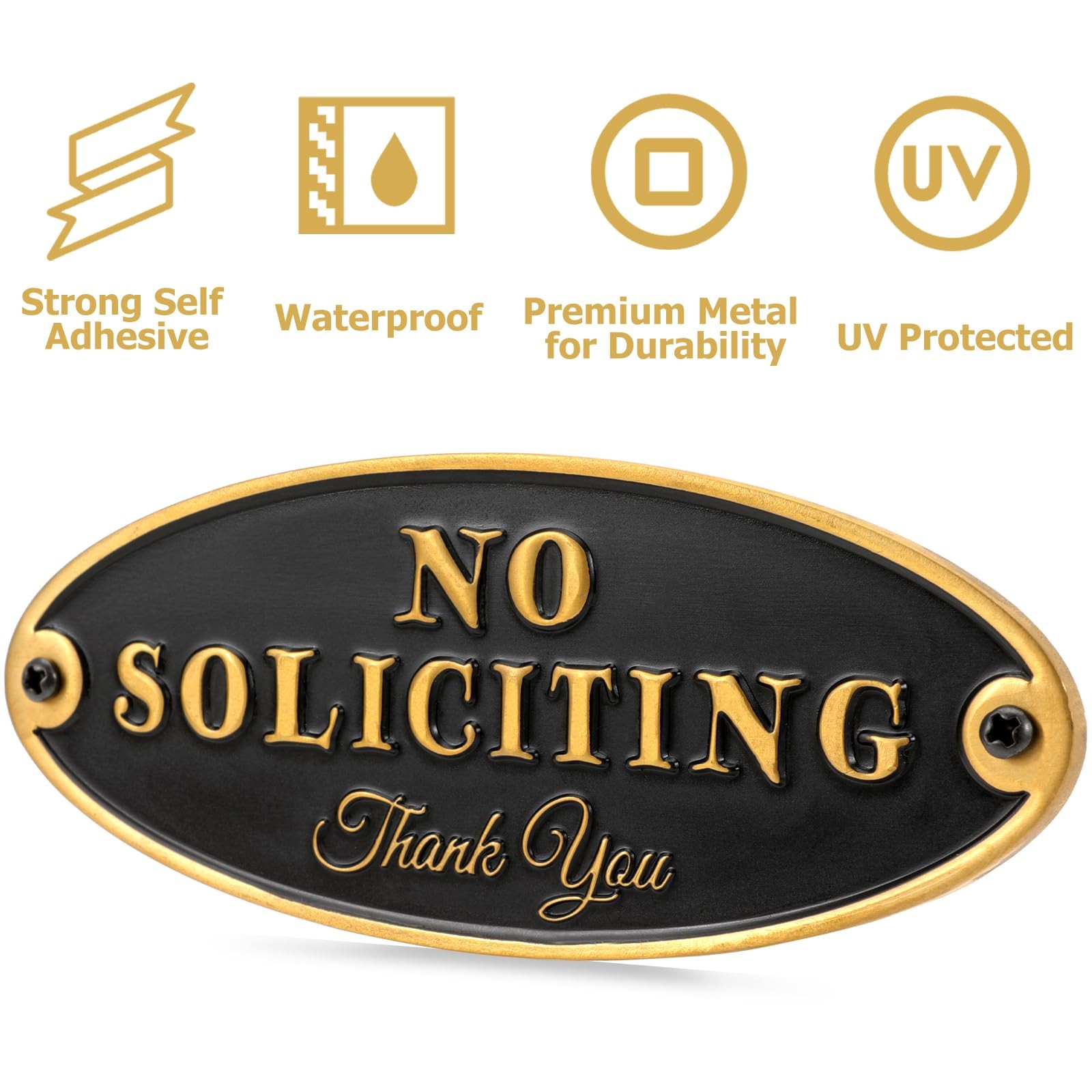 Brass No Soliciting Sign for House Office – No Soliciting Sign for Front Door…