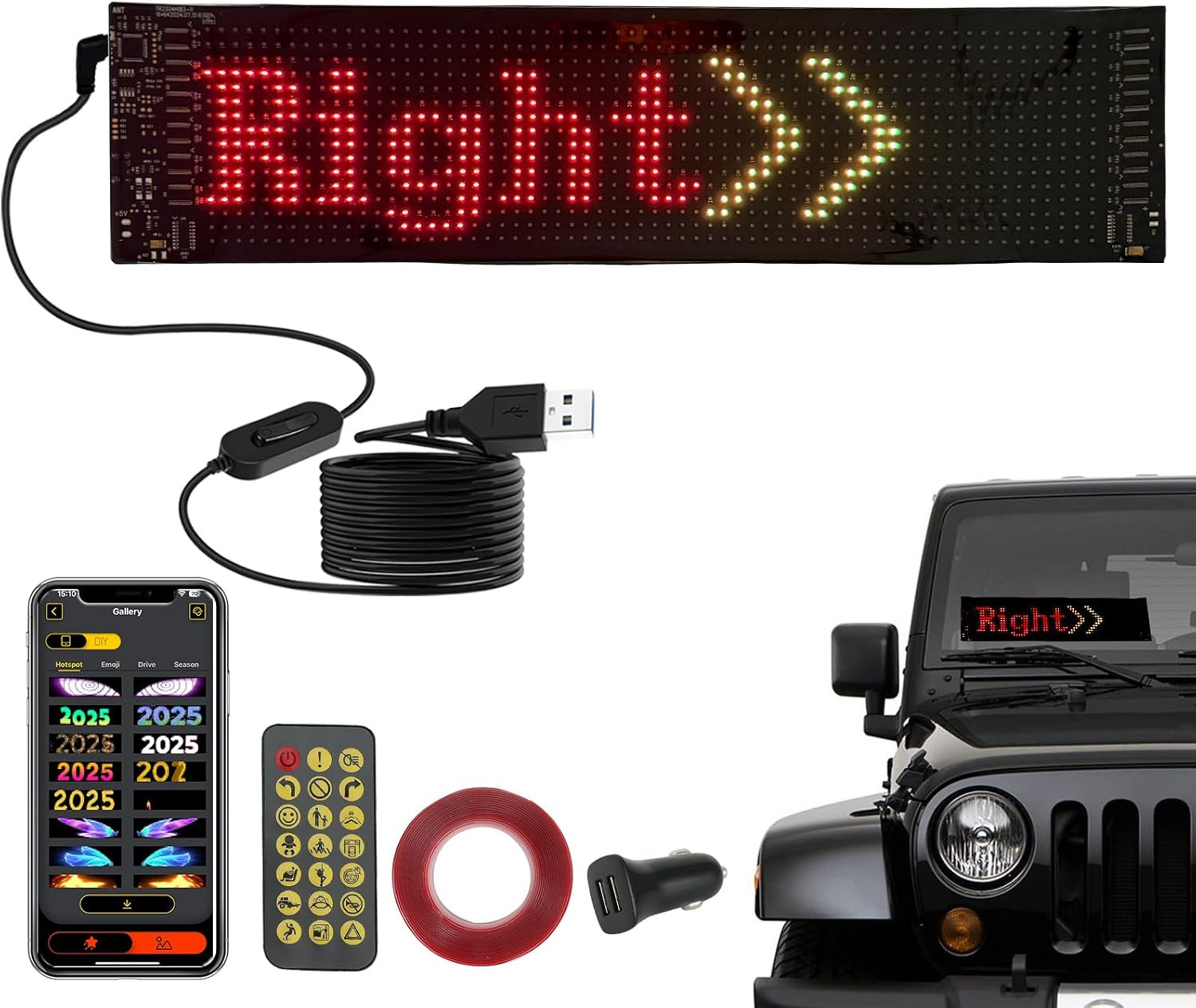 Scrolling LED Sign,23″X5″Devil Eyes Light for Cars,Programmable Flexible Digital