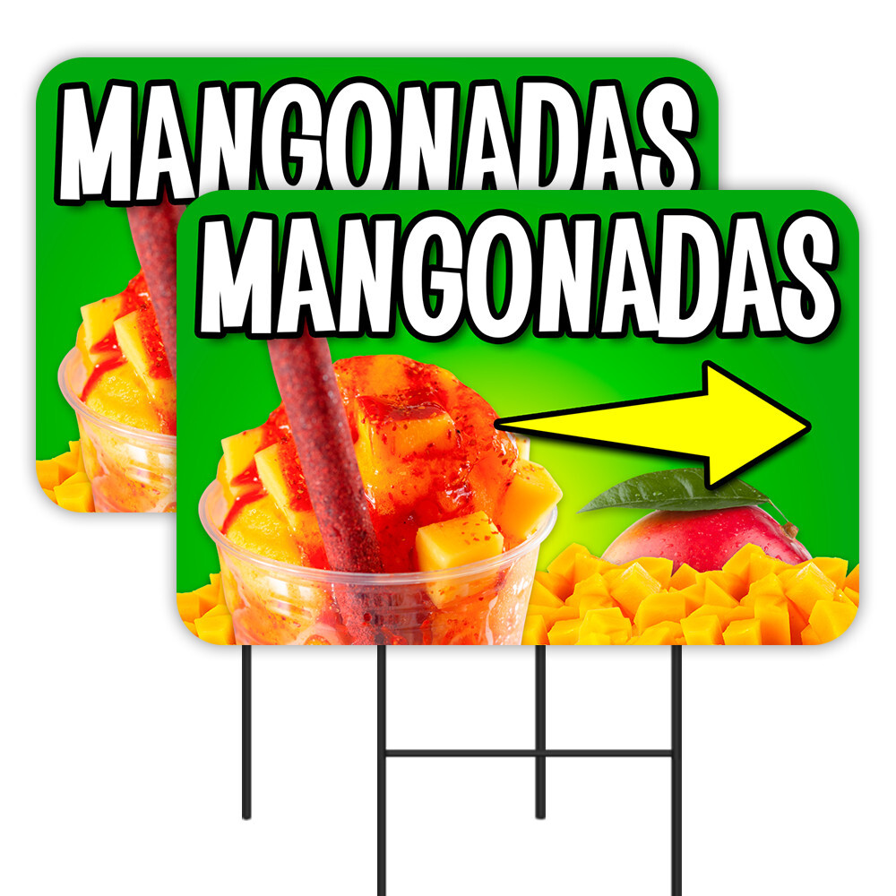 Mangonadas 2 Pack Double-Sided Yard Signs 16″ x 24″ with Metal Stakes (Made in T