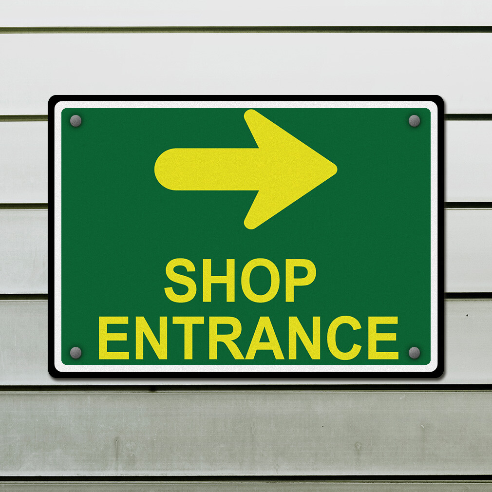 Horizontal Metal Sign Shop Entrance Door Arrow Weatherproof Street Signage