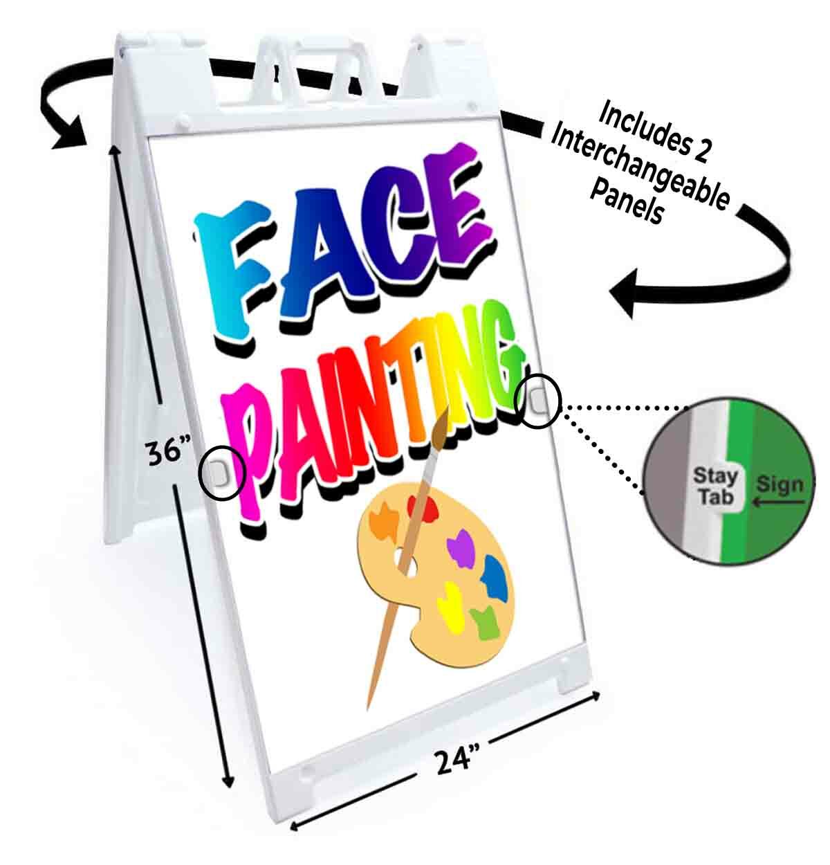 FACE PAINTING Signicade 24×36 Aframe Sidewalk Sign Banner Decal PARTY