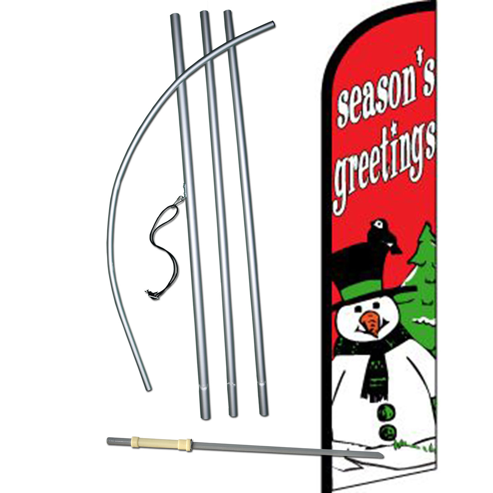 Season’s Greetings Flag Flutter Feather Banner Swooper Xmas Windless Bundle Kit