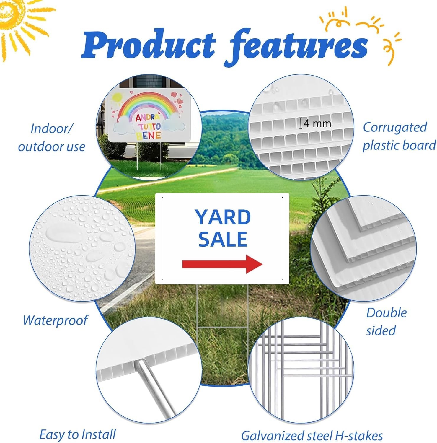 2 Pack 17×12 Inch Blank Yard Signs – Customizable Double-Sided for Events