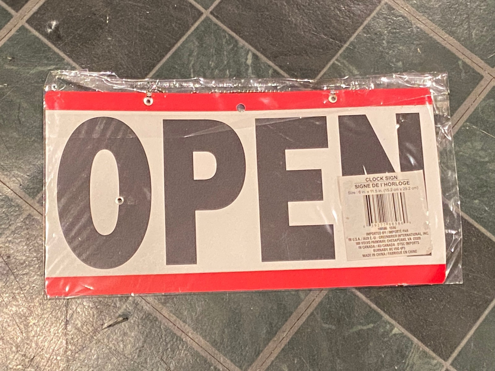 11.5″ x 6″ Hanging Plastic Open/Close Clock Business Sign *NEW* l2