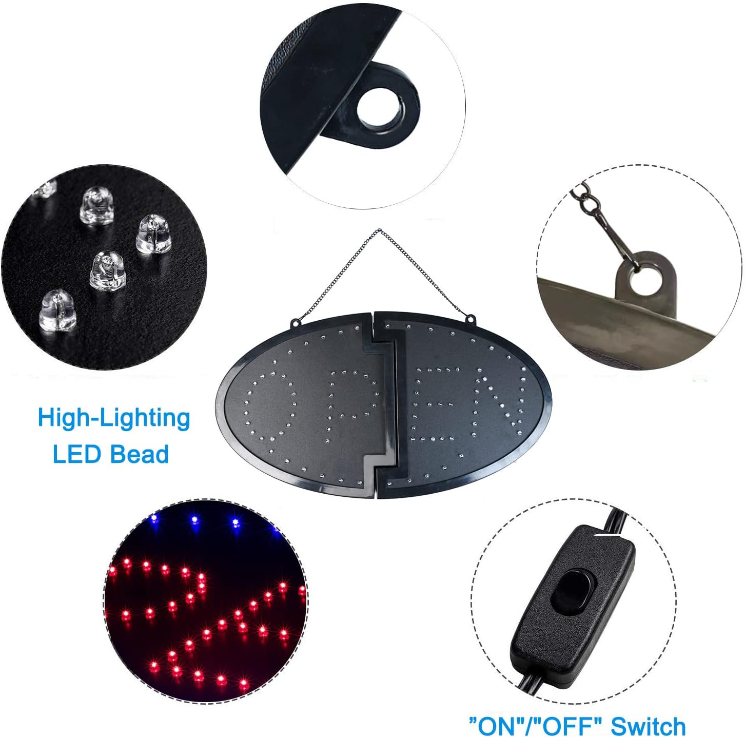 KEBE LED Open Sign, 19″X10″ Bright High Visibility Advertisement Board Electric