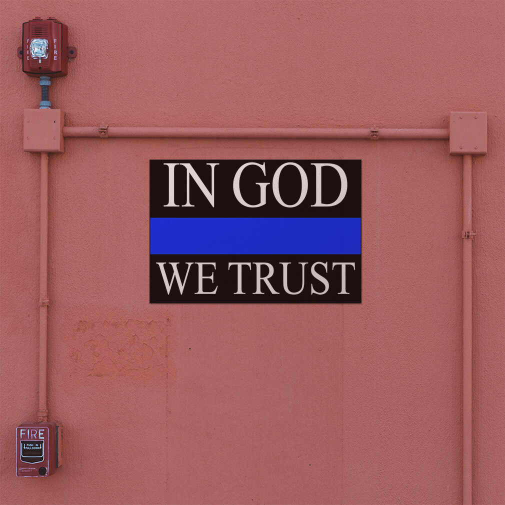 Decal Stickers In God We Trust Police Cop Vinyl Store Sign Label Religions