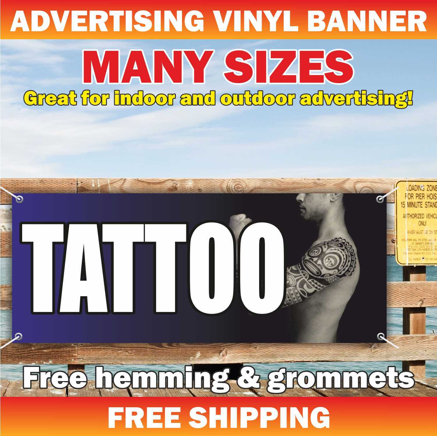 TATTOO Advertising Banner Vinyl Mesh Sign temporary color piercings