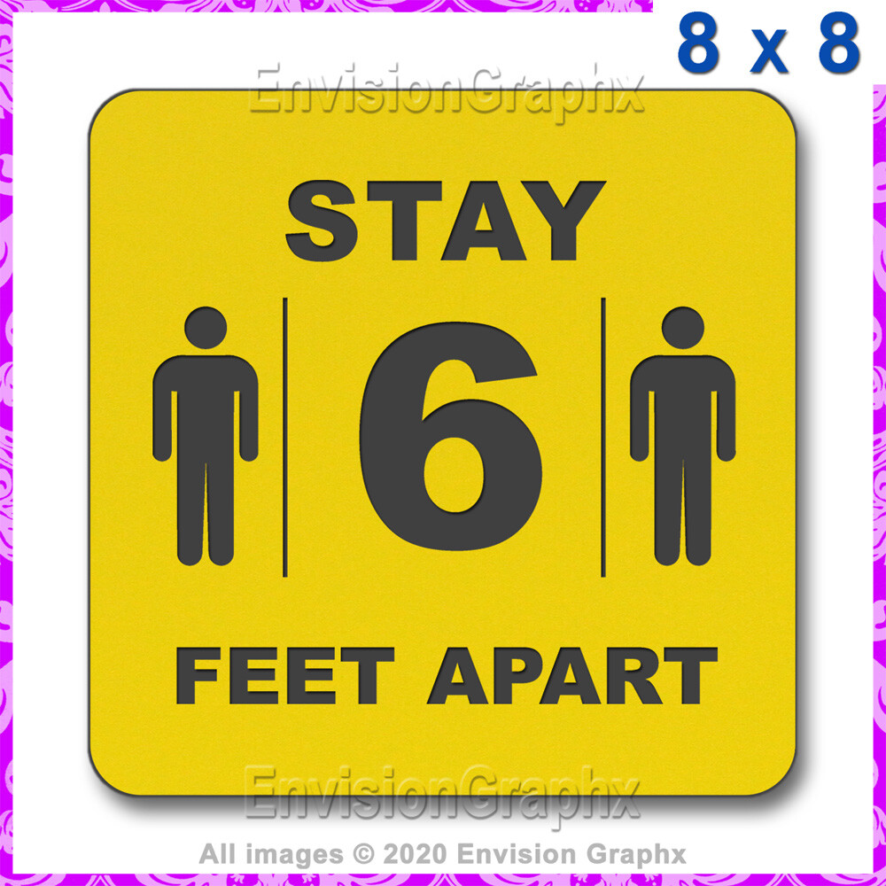 Social Distancing – 6 Feet Apart – Office Lobby Wall Sign Notice Yellow