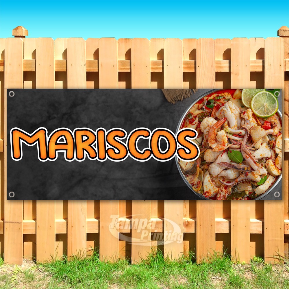 MARISCOS Advertising Seafood Snack Soup Vinyl Banner Flag Sign USA SB10844