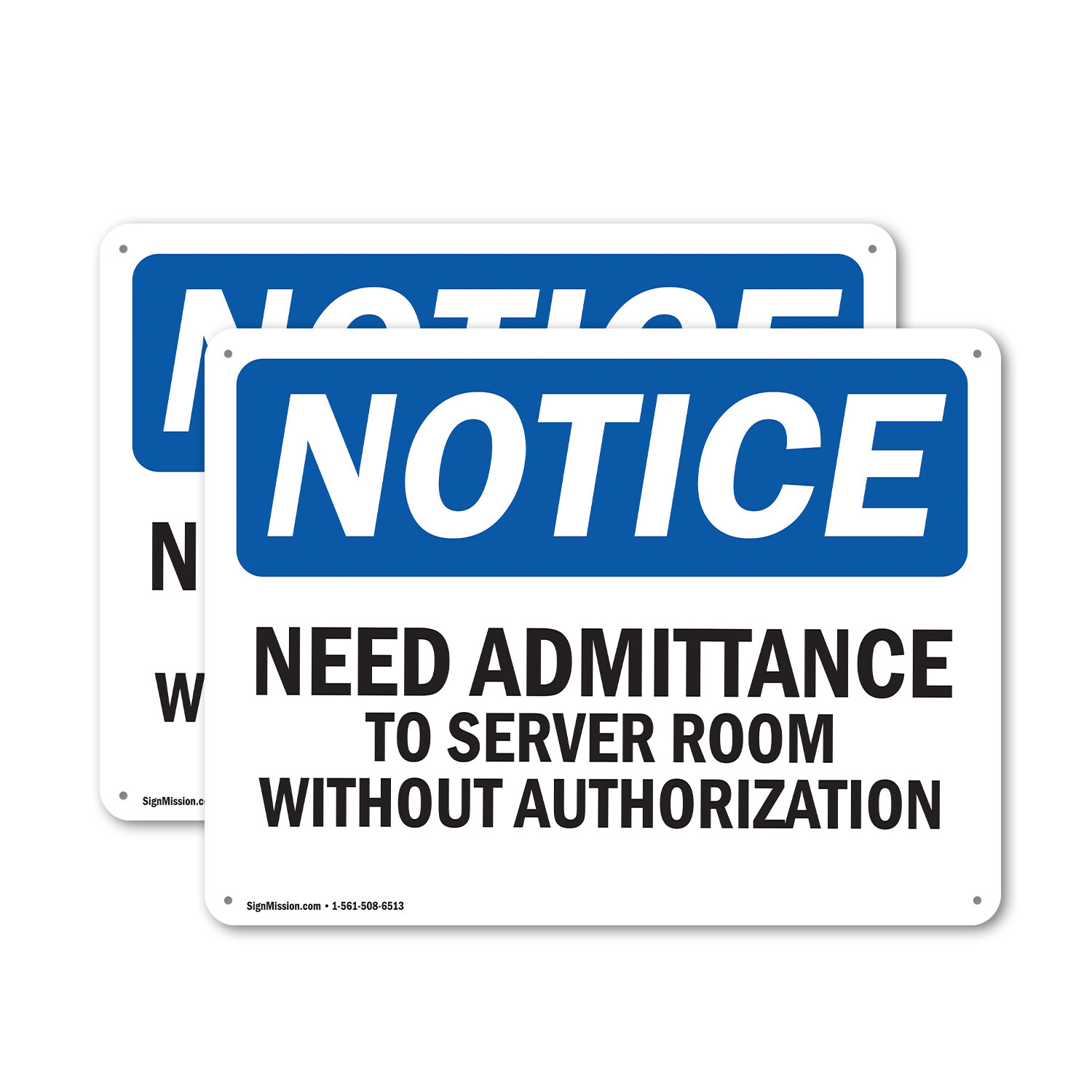 (2 Pack) No Admittance To Server Room OSHA Notice Sign Decal Metal Plastic