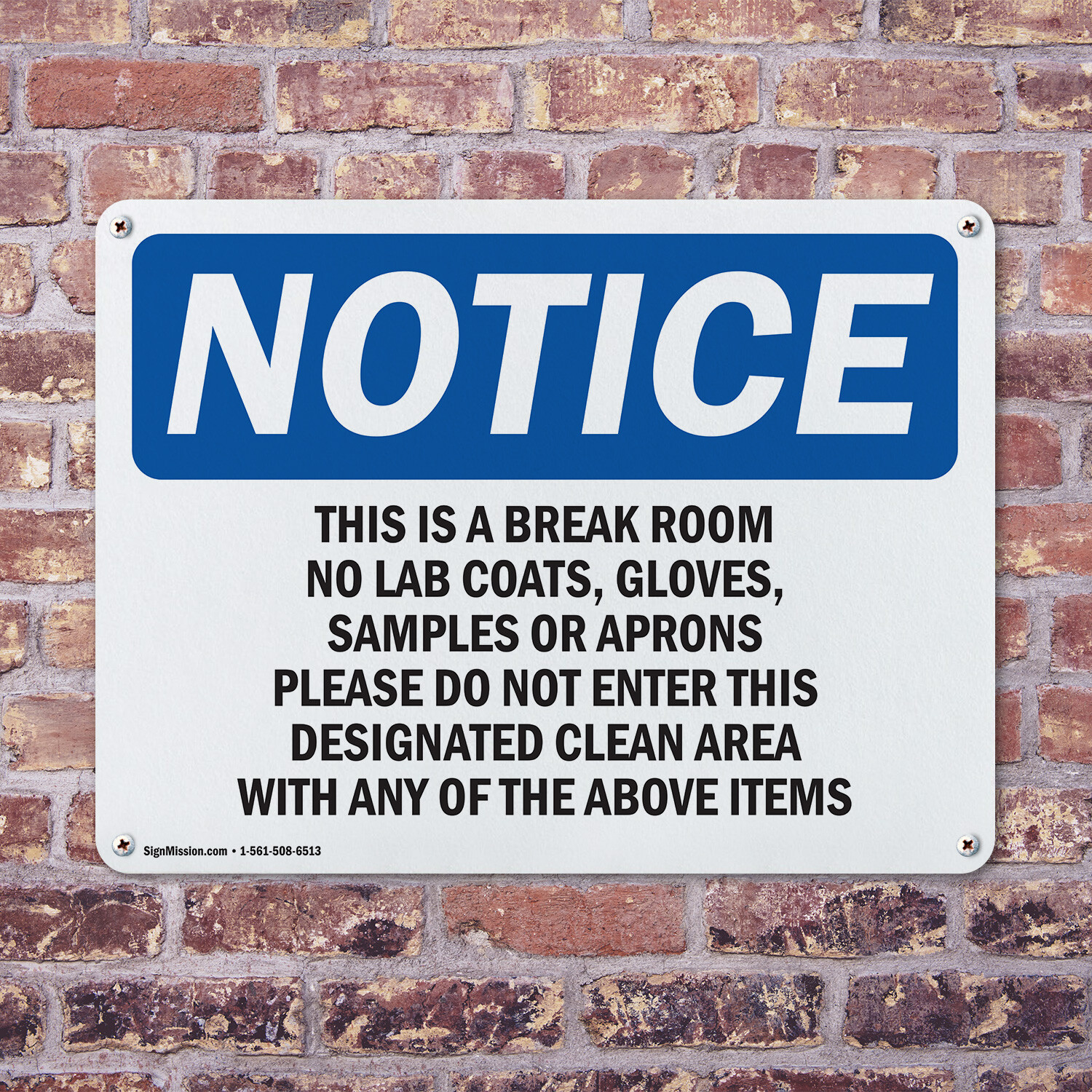 (2 Pack) This Is A Break Room No Lab Coats Gloves OSHA Notice Sign Decal Metal